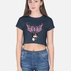 Kawaii Kuromi Crop Top – Gothic Anime Aesthetic Tee for Women
