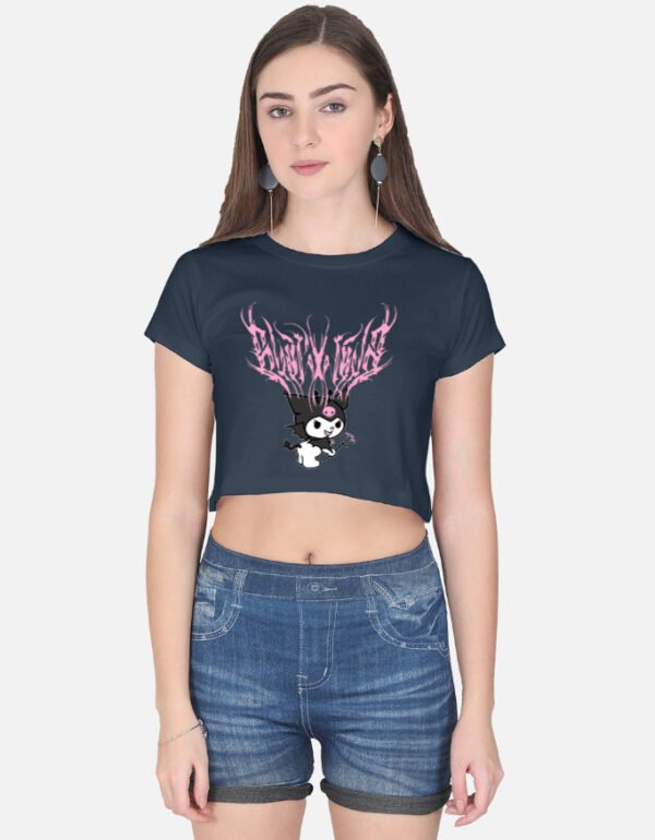 Kawaii Kuromi Crop Top – Gothic Anime Aesthetic Tee for Women